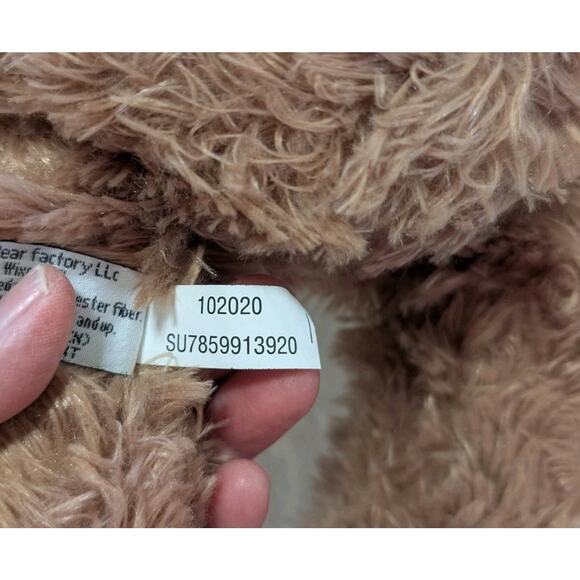 The Bear Factory 2001 Sloth Plush Brown Stuffed Animal Toy Floppy 17” pocket - Picture 7 of 11